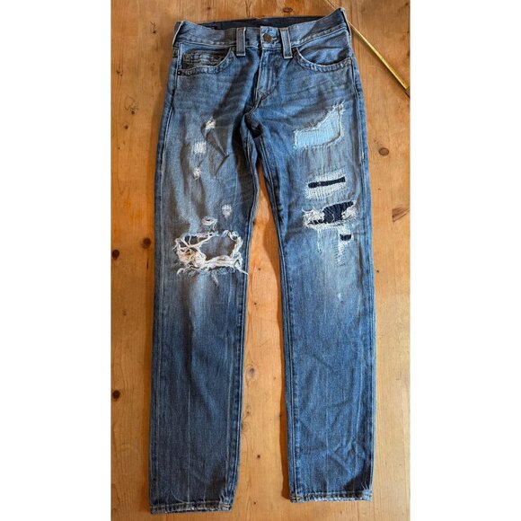 True Religion Relaxed Slim Patchwork Distressed Jeans Size 30 | 100% Cotton - Picture 1 of 10